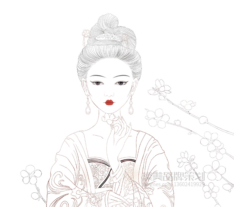 ucuis 插畫國(guó)潮風(fēng)化妝品線稿手繪圖